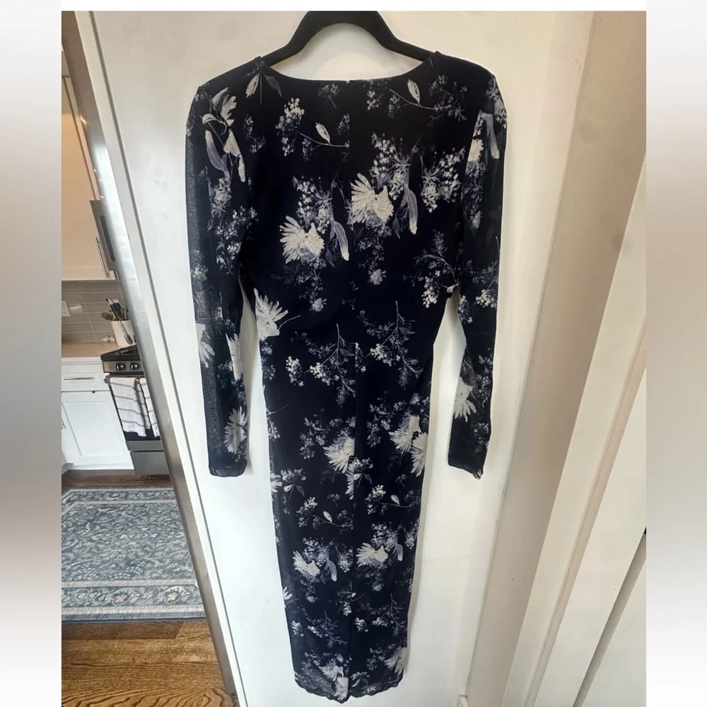 NWT Abercrombie & Fitch Floral Bodycon Midi Dress Sz MP - Picture 2 of 8